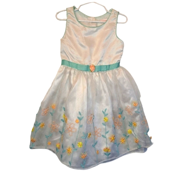 Youngland White Floral Tulle Sleeveless Party Flower Girl Spring Easter Size 6 - Picture 1 of 6